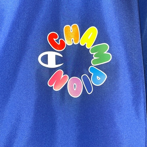 ๐ CHAMPION Packable Jacket Water Wind Resistant Hooded Pullover Blue Large - Picture 7 of 13